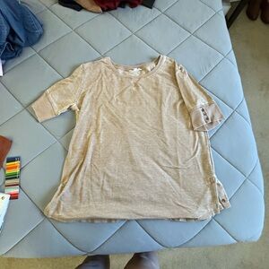 Jane and Delancey Light Beige Short-Sleeve Knit Top